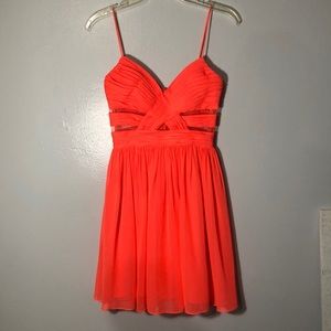 Neon coral cocktail dress